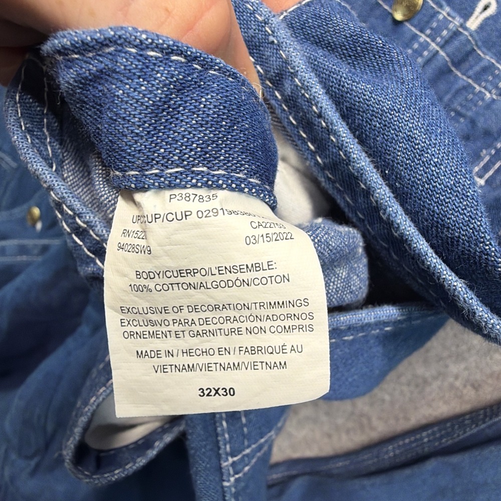 Big Smith Overalls Men 32x30 Blue Denim Bib Carpenter Farmer Utility Painter - Picture 3 of 7